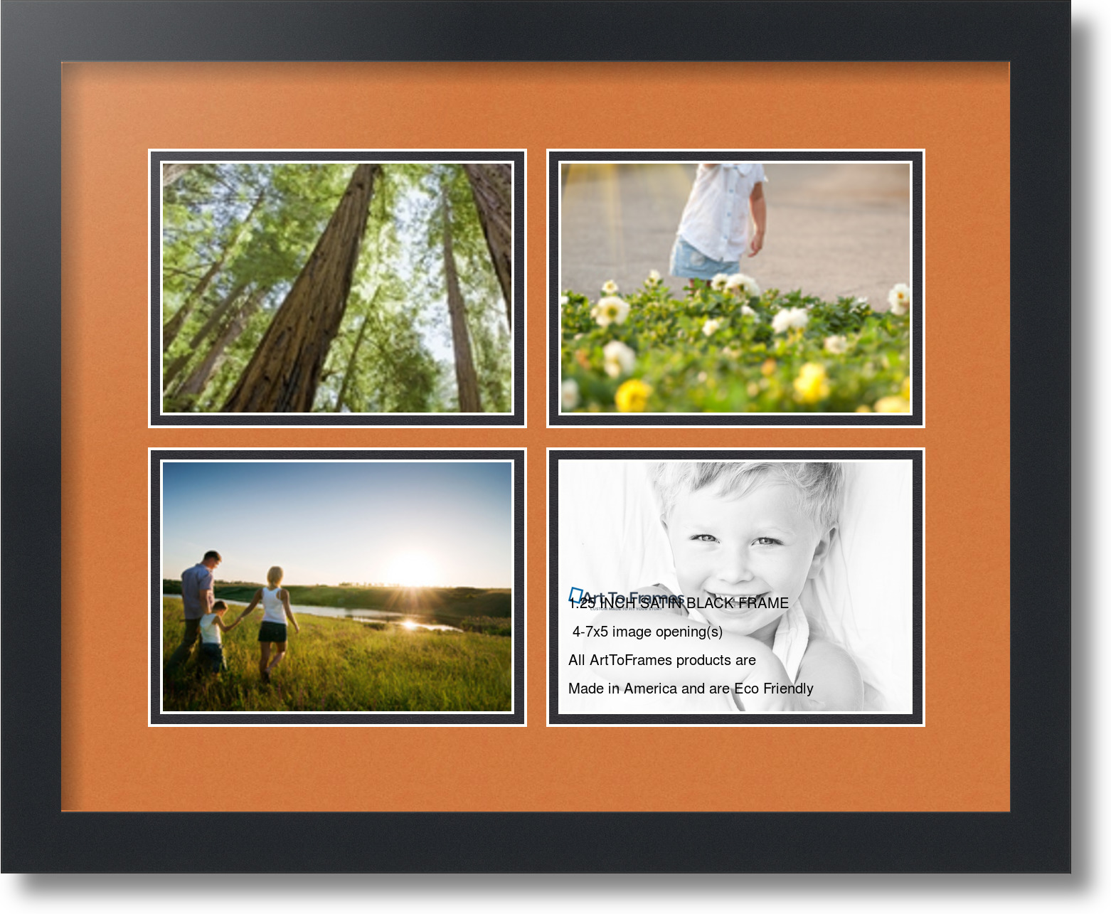 ArtToFrames Collage Mat Picture Photo Frame 4 5x7" Openings in Satin