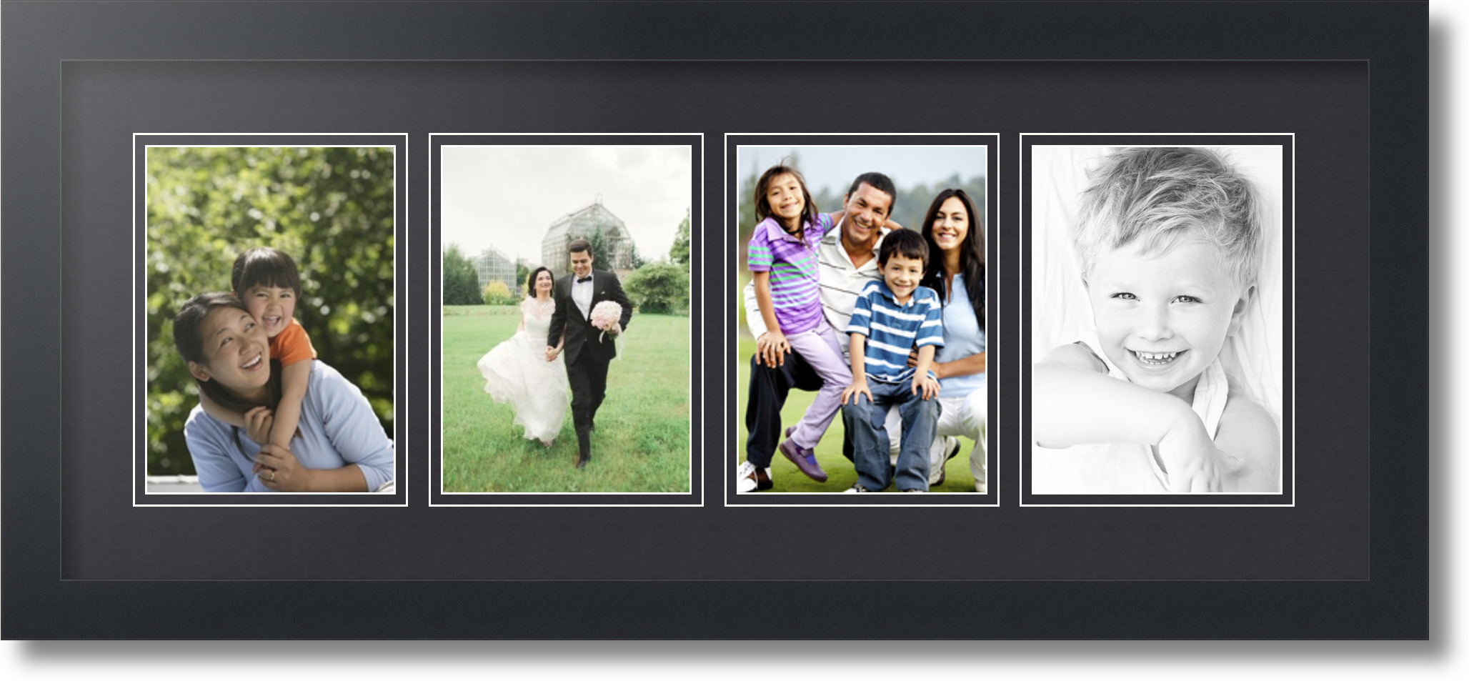ArtToFrames Collage Mat Picture Photo Frame 4 5x7" Openings in Satin