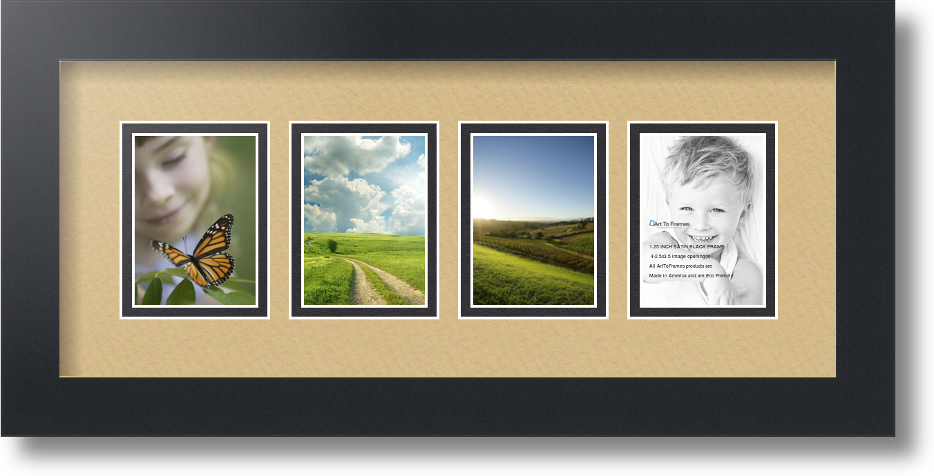 ArtToFrames Collage Mat Picture Photo Frame 4 2.5x3.5" Openings Satin