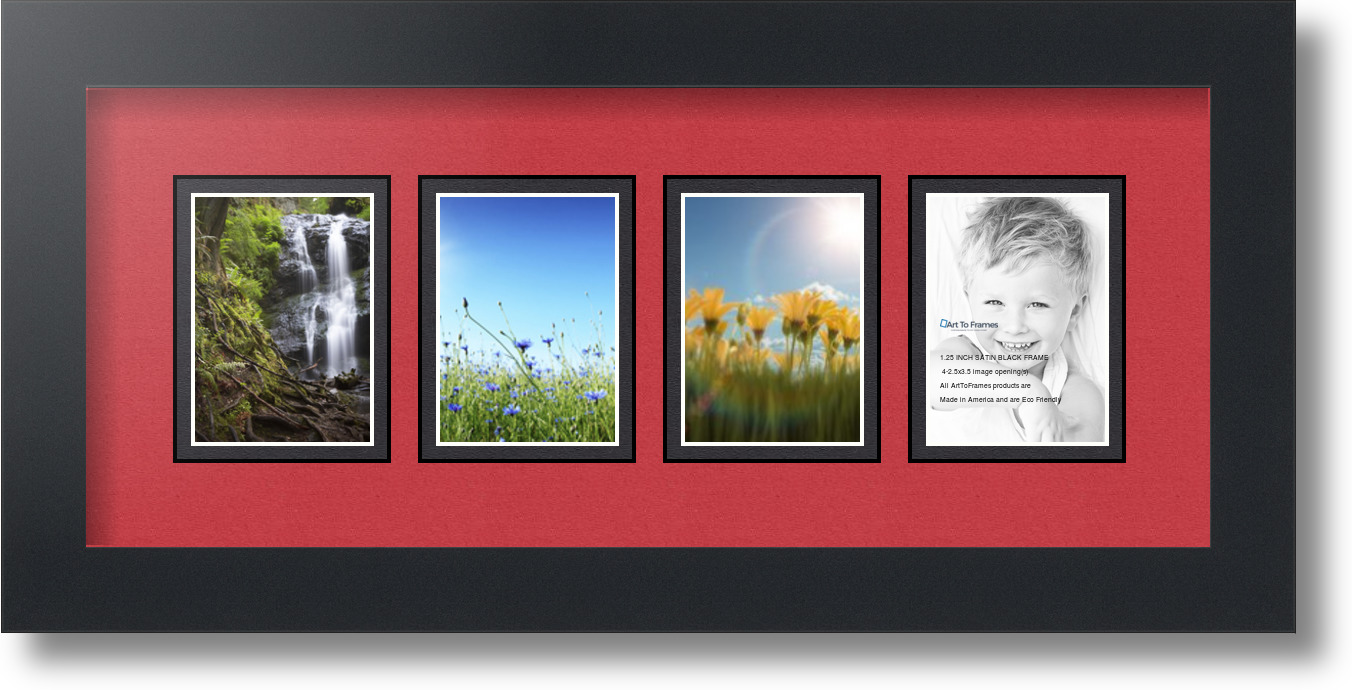 ArtToFrames Collage Mat Picture Photo Frame 4 2.5x3.5" Openings Satin