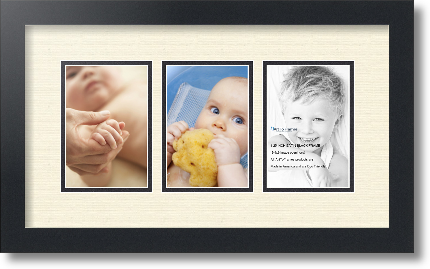 ArtToFrames Collage Mat Picture Photo Frame 3 4x6" Openings in Satin