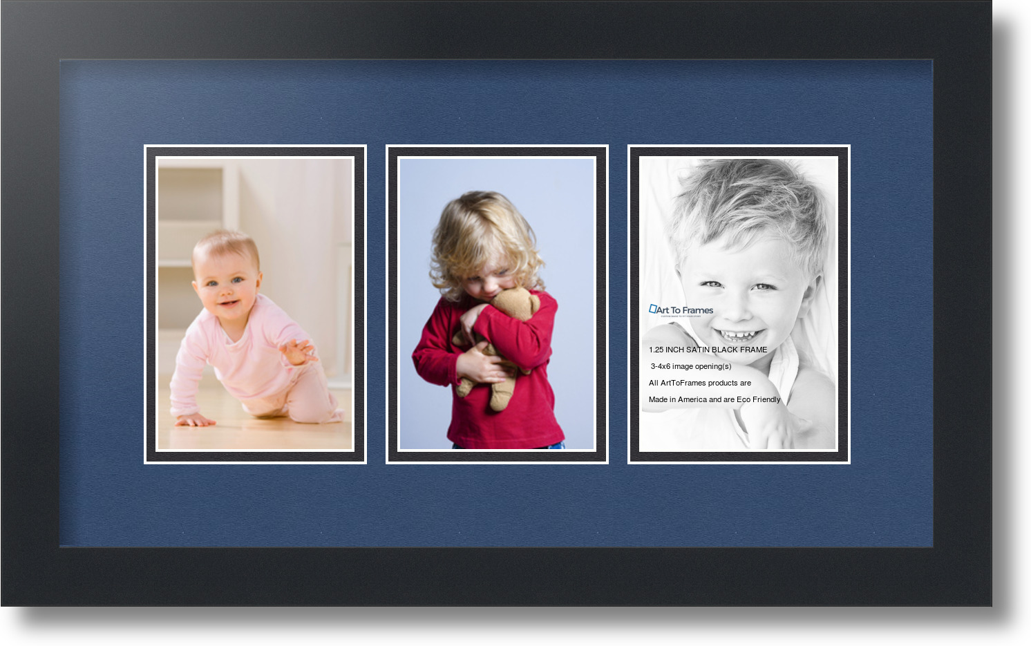 ArtToFrames Collage Mat Picture Photo Frame 3 4x6" Openings in Satin