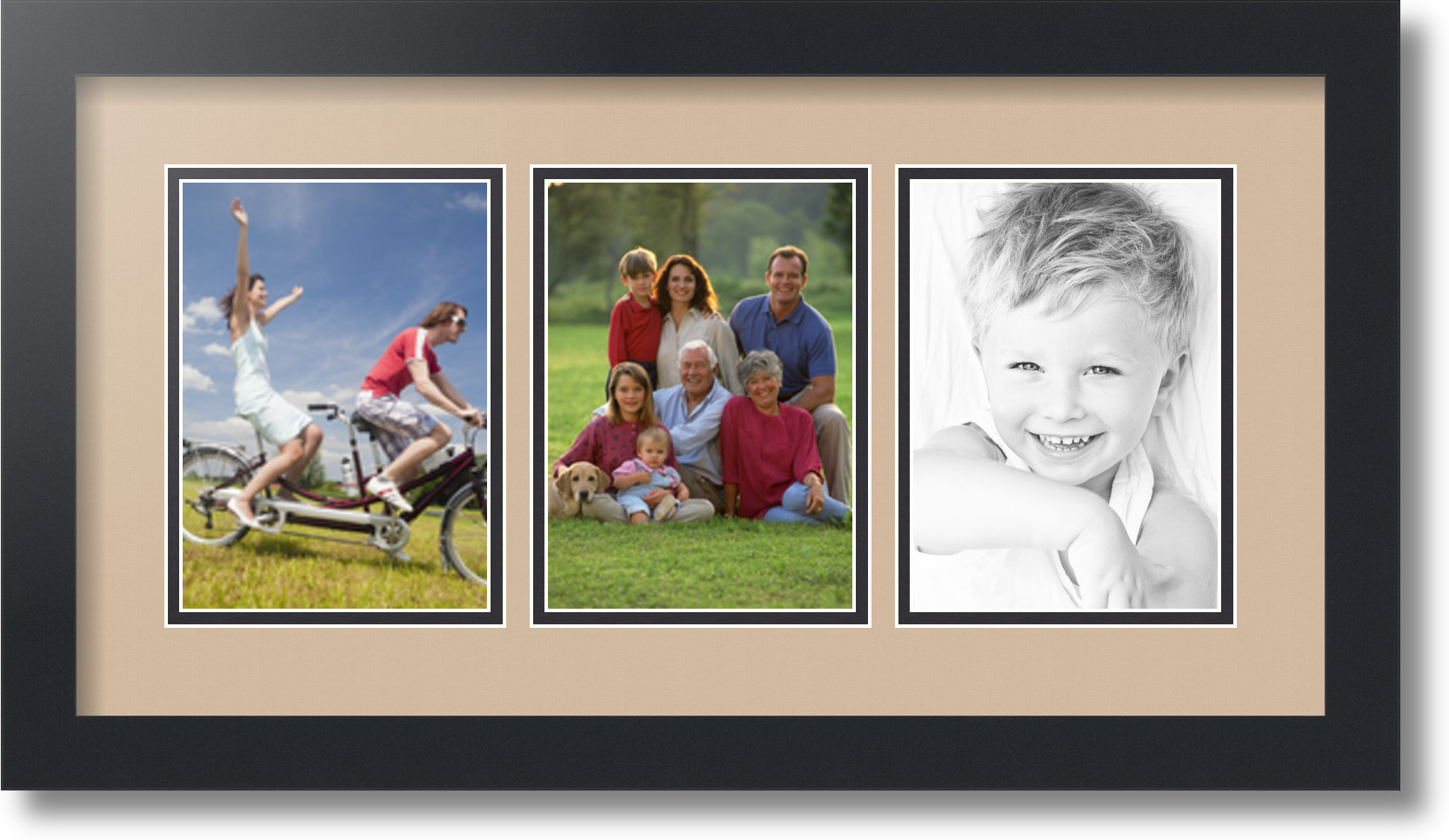 ArtToFrames Collage Mat Picture Photo Frame 3 5x7" Openings in Satin