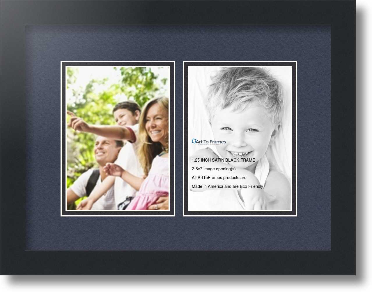ArtToFrames Collage Mat Picture Photo Frame 2 5x7" Openings in Satin