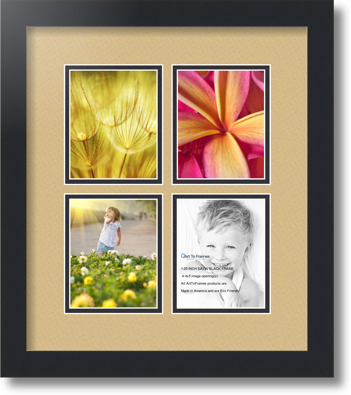 ArtToFrames Collage Mat Picture Photo Frame 4 4x5" Openings in Satin Black 5 eBay