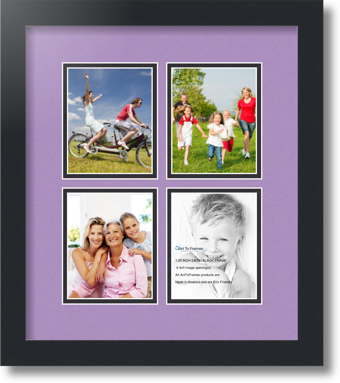 ArtToFrames Collage Mat Picture Photo Frame 4 4x5" Openings in Satin