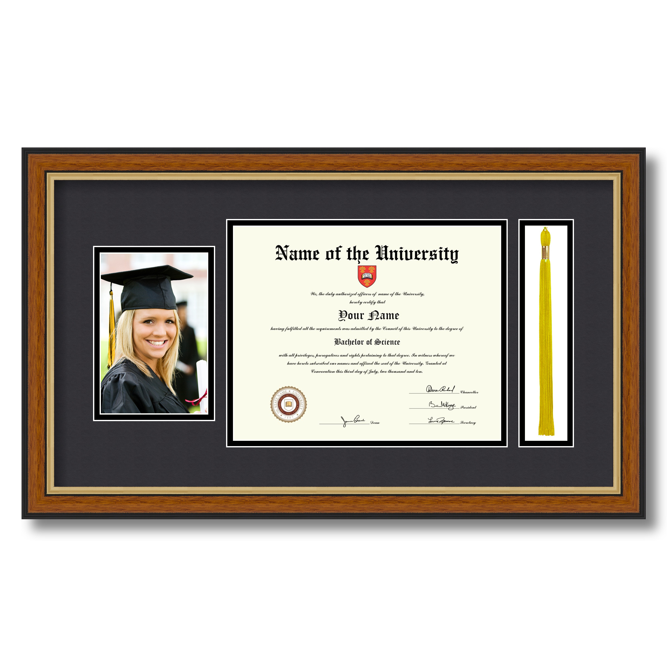 Arttoframes Diploma Frame With Black And Gold Mat Picture And Tassel Opening Ebay 4045