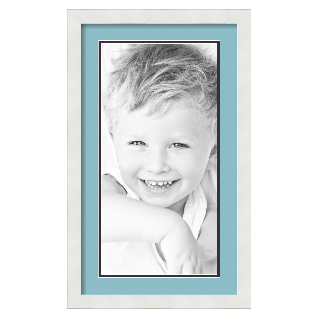 ArtToFrames Matted 14x24 White Picture Frame with 2" Double Mat, 10x20 Opening