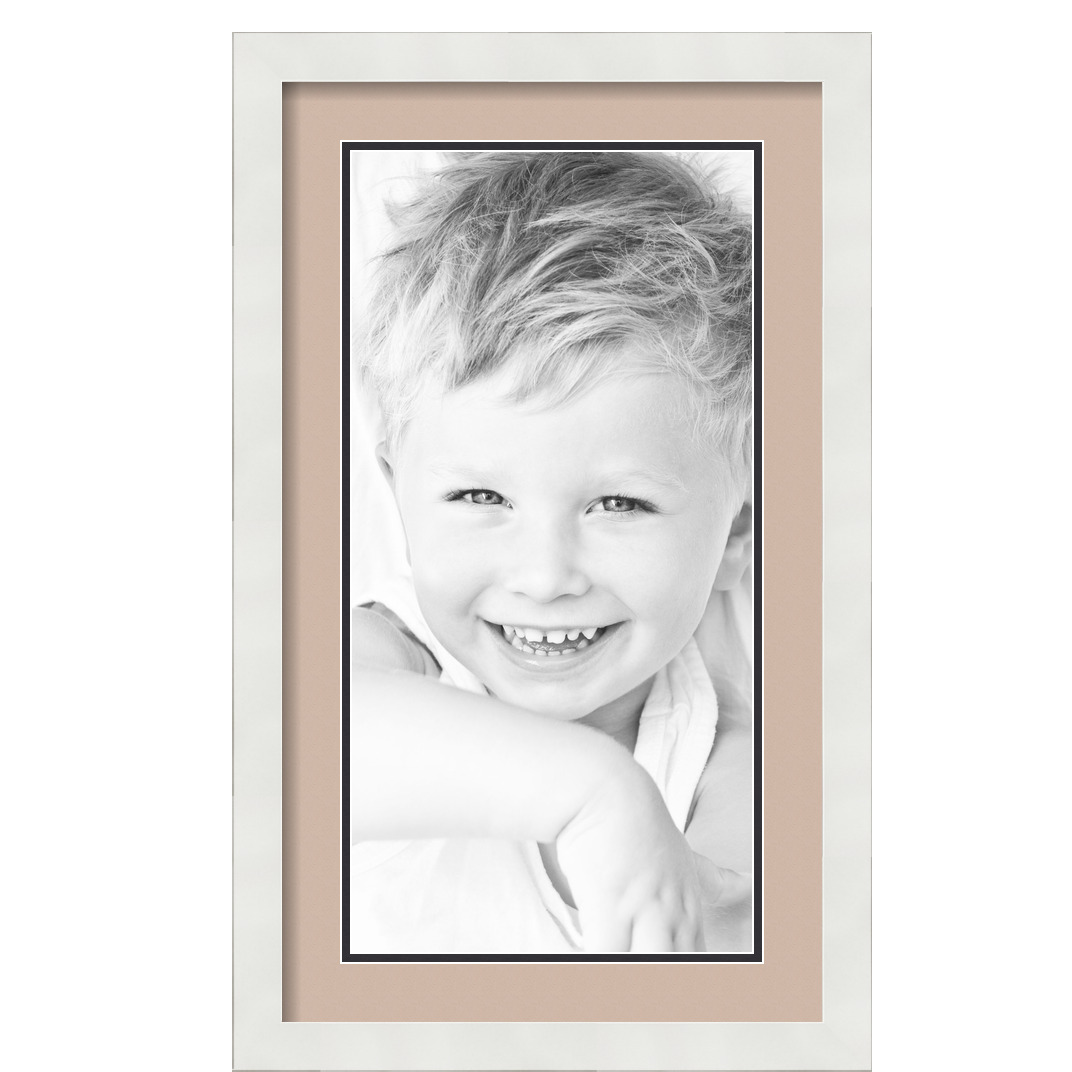 ArtToFrames Matted 14x24 White Picture Frame with 2" Double Mat, 10x20 Opening