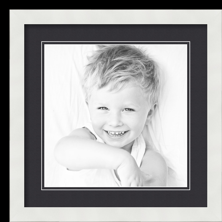 ArtToFrames Matted 16x16 White Picture Frame with 2" Double Mat, 12x12 Opening