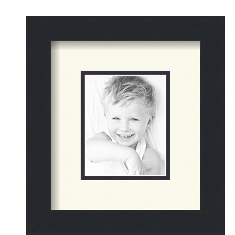 ArtToFrames Matted 7.5x9 Black Picture Frame with 2" Double Mat, 3.5x5 Opening