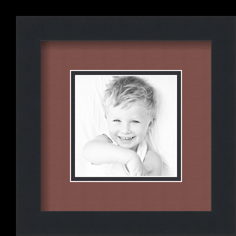 ArtToFrames Matted 9x9 Black Picture Frame with 2" Double Mat, 5x5 Opening