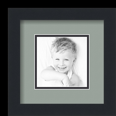 ArtToFrames Matted 9x9 Black Picture Frame with 2" Double Mat, 5x5 Opening