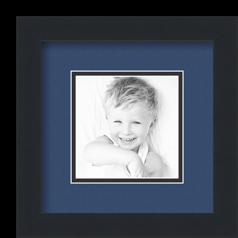 ArtToFrames Matted 9x9 Black Picture Frame with 2" Double Mat, 5x5 Opening