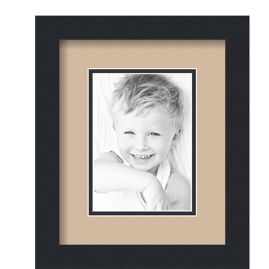 ArtToFrames Matted 9x11 Black Picture Frame with 2" Double Mat, 5x7 Opening