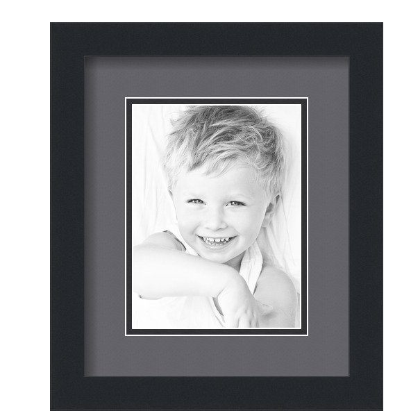 ArtToFrames Matted 10x12 Black Picture Frame with 2" Double Mat, 6x8 Opening