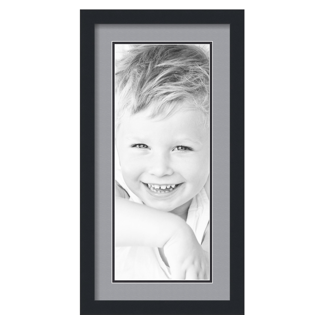 ArtToFrames Matted 12x24 Black Picture Frame with 2" Double Mat, 8x20 Opening