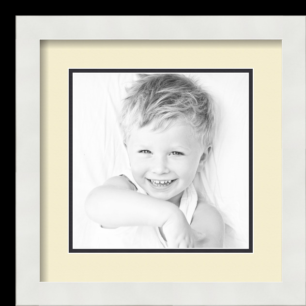 ArtToFrames Matted 13x13 White Picture Frame with 2" Double Mat, 9x9 Opening