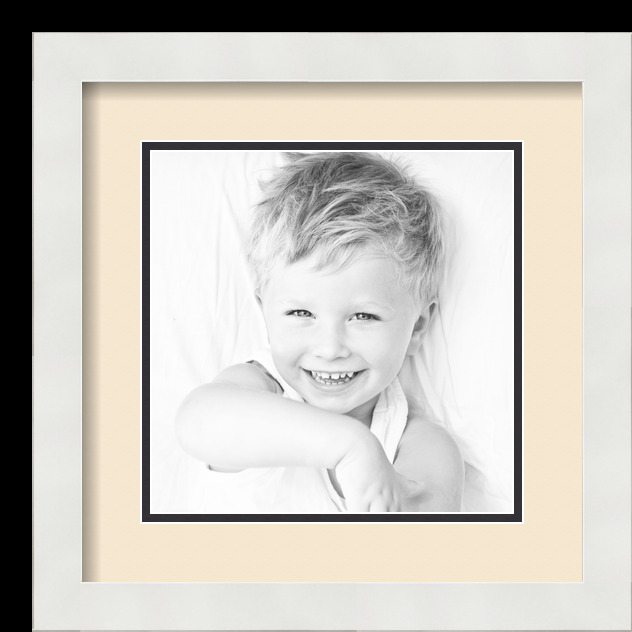 ArtToFrames Matted 13x13 White Picture Frame with 2" Double Mat, 9x9 Opening