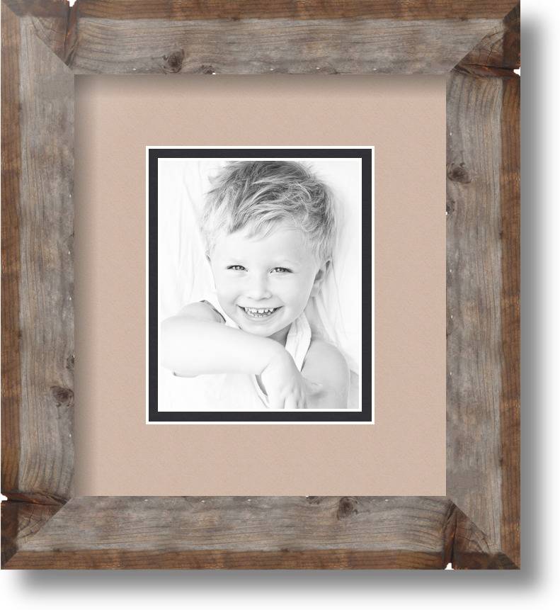 ArtToFrames Matted 7.5x9 Natural Picture Frame with 2" Double Mat, 3.5x5 Opening