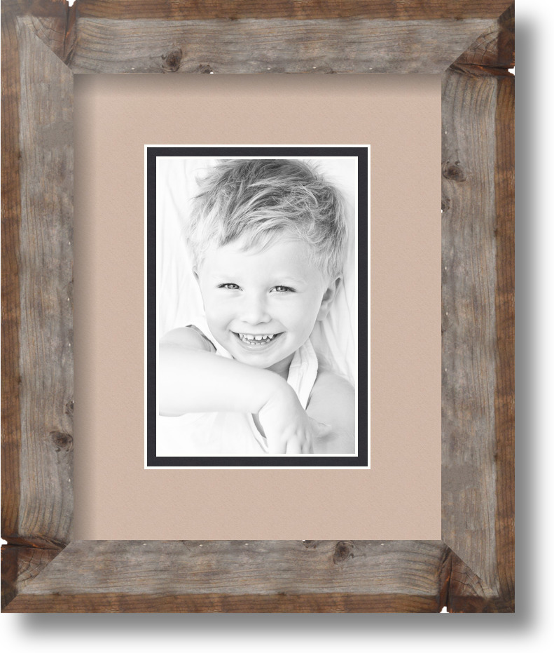 ArtToFrames Matted 8x10 Natural Picture Frame with 2" Double Mat, 4x6 Opening