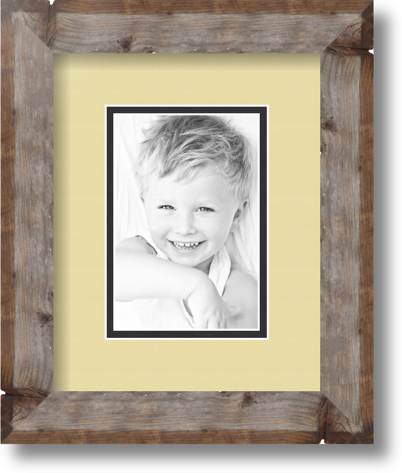 ArtToFrames Matted 8x10 Natural Picture Frame with 2" Double Mat, 4x6 Opening