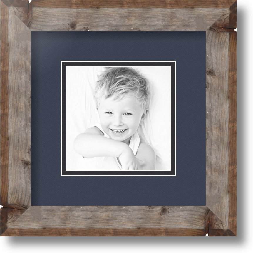 ArtToFrames Matted 9x9 Natural Picture Frame with 2" Double Mat, 5x5 Opening