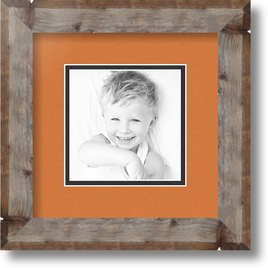 ArtToFrames Matted 9x9 Natural Picture Frame with 2" Double Mat, 5x5 Opening