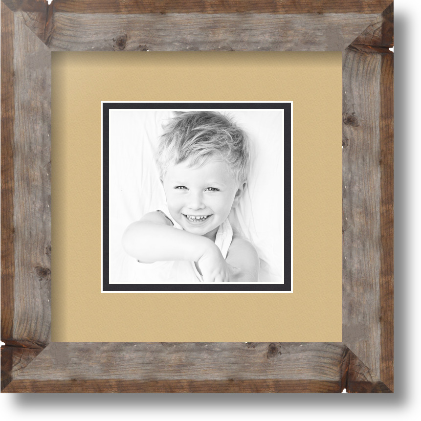 Arttoframes Matted 9x9 Natural Picture Frame With 2