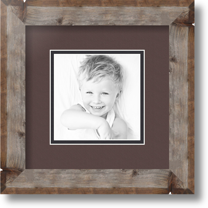 ArtToFrames Matted 9x9 Natural Picture Frame with 2