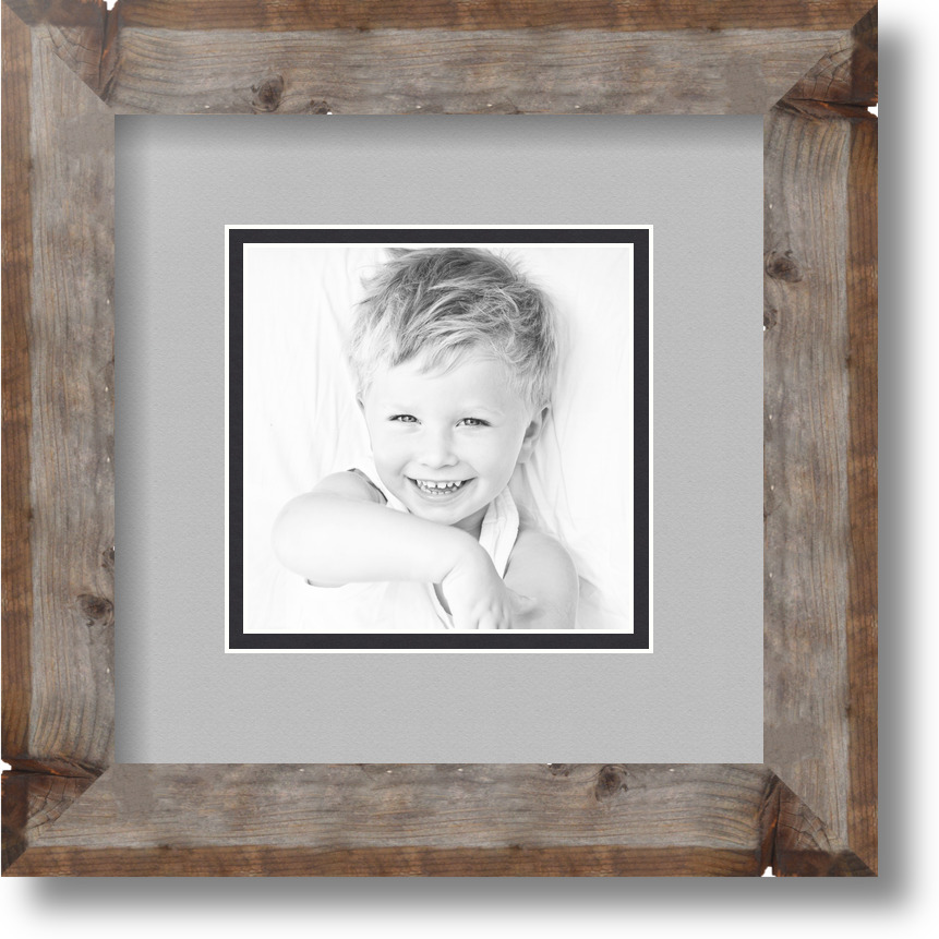 ArtToFrames Matted 9x9 Natural Picture Frame with 2" Double Mat, 5x5 Opening