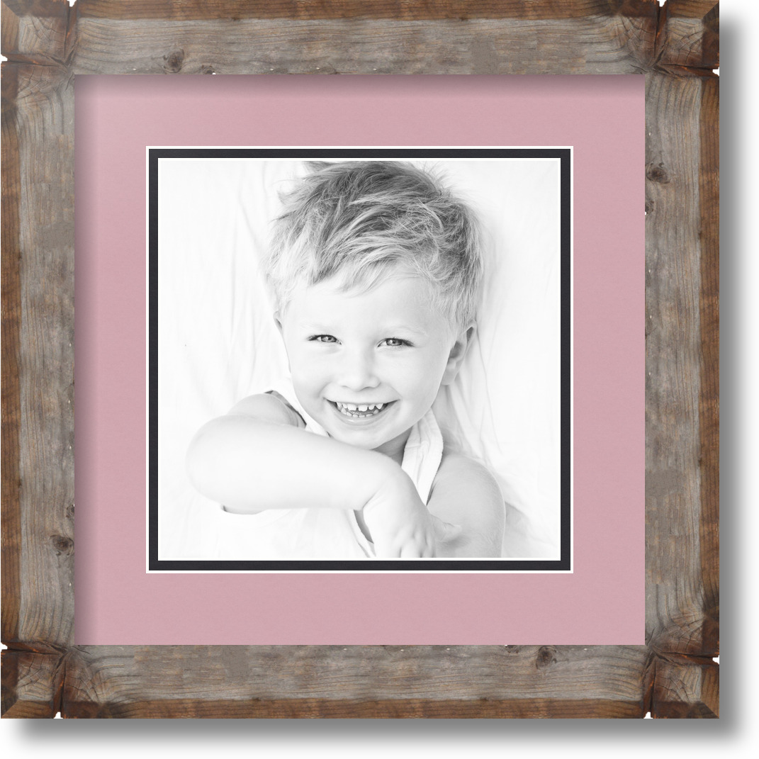 ArtToFrames Matted 12x12 Natural Picture Frame with 2" Double Mat, 8x8 Opening