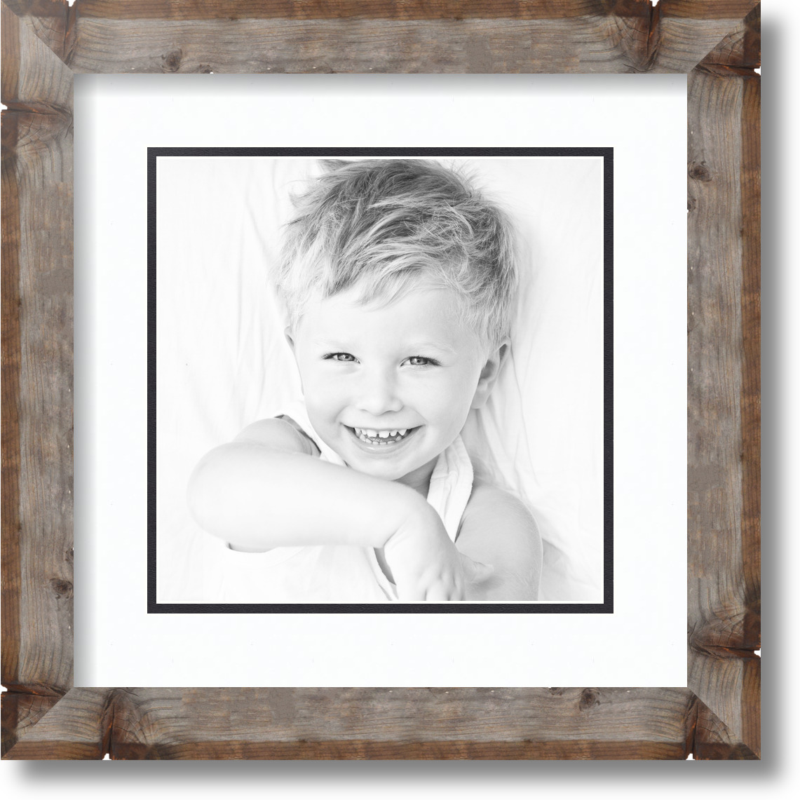 10x10 Opening ArtToFrames Matted 14x14 Natural Picture Frame with 2" Double Mat 