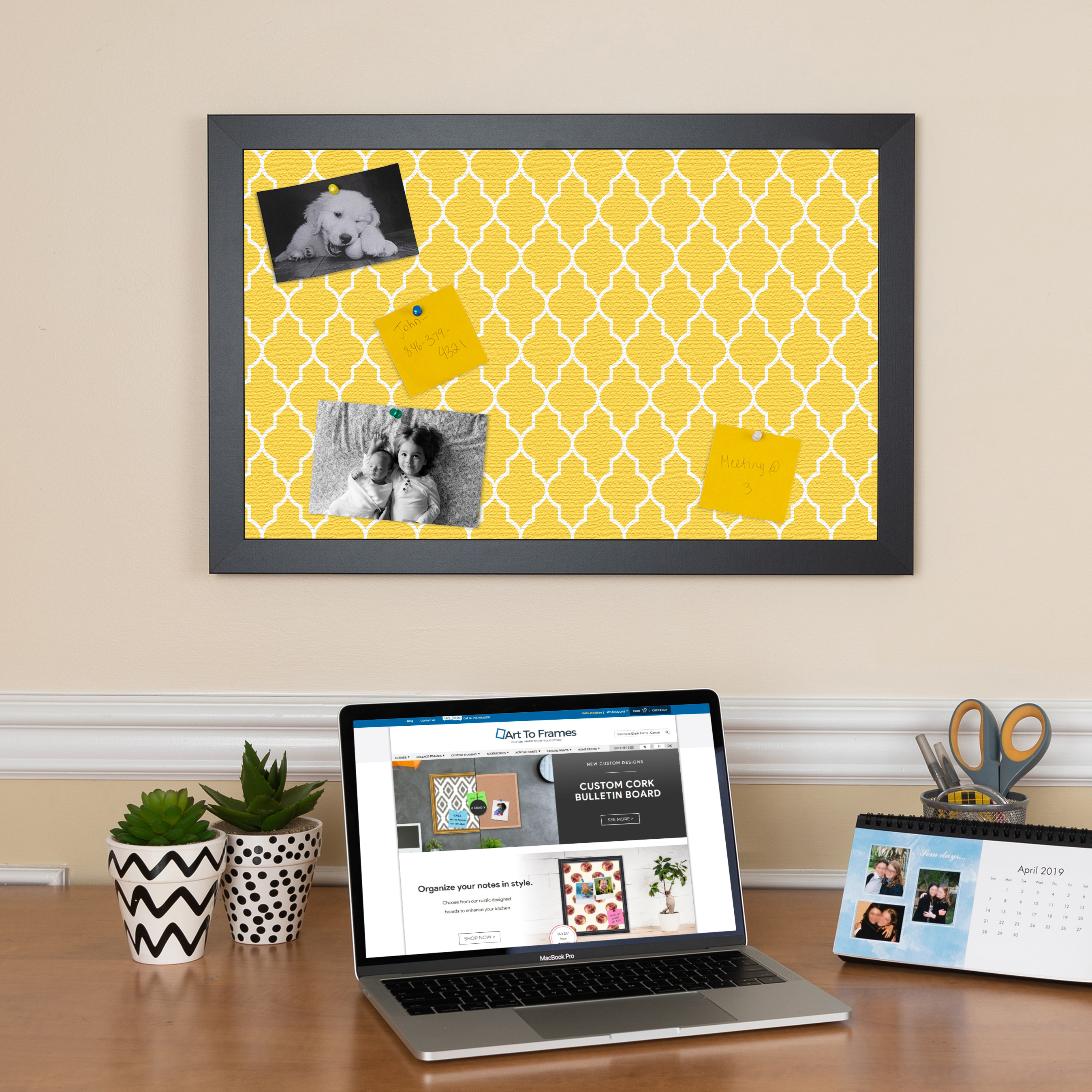 ArtToFrames Custom Cork Bulletin Board Quatrefoil Framed in Satin Black - Picture 15 of 91