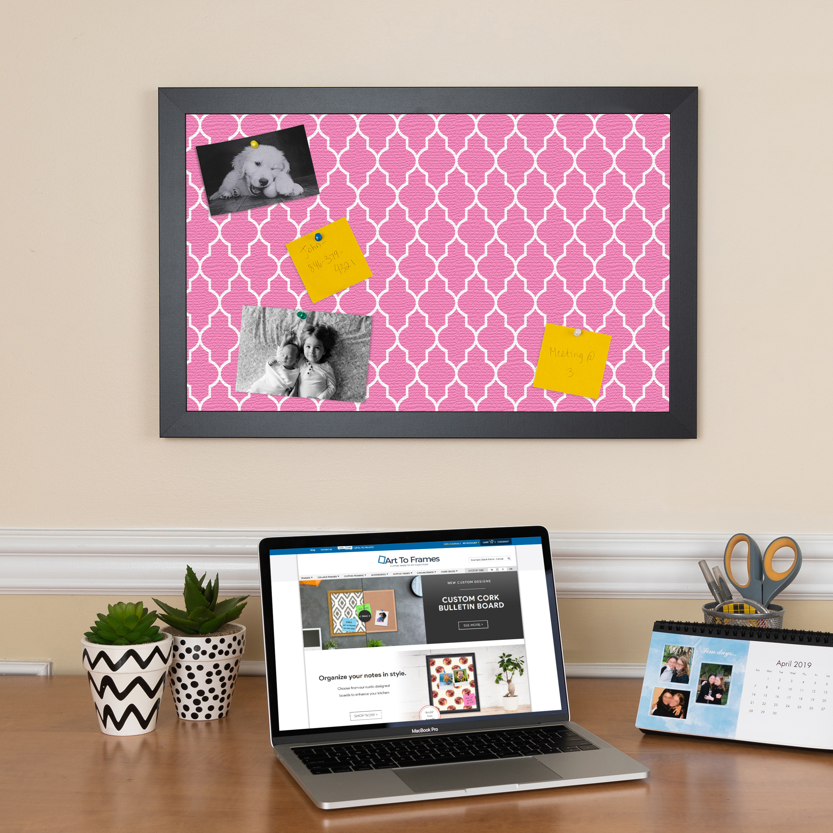 ArtToFrames Custom Cork Bulletin Board Quatrefoil Framed in Satin Black - Picture 33 of 91