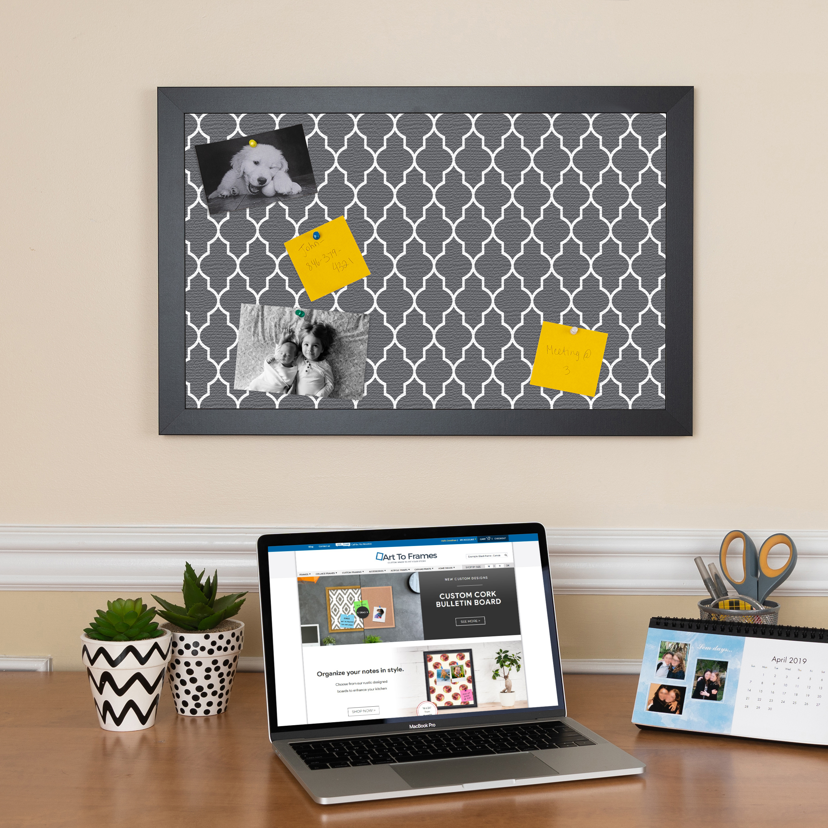ArtToFrames Custom Cork Bulletin Board Quatrefoil Framed in Satin Black - Picture 82 of 91