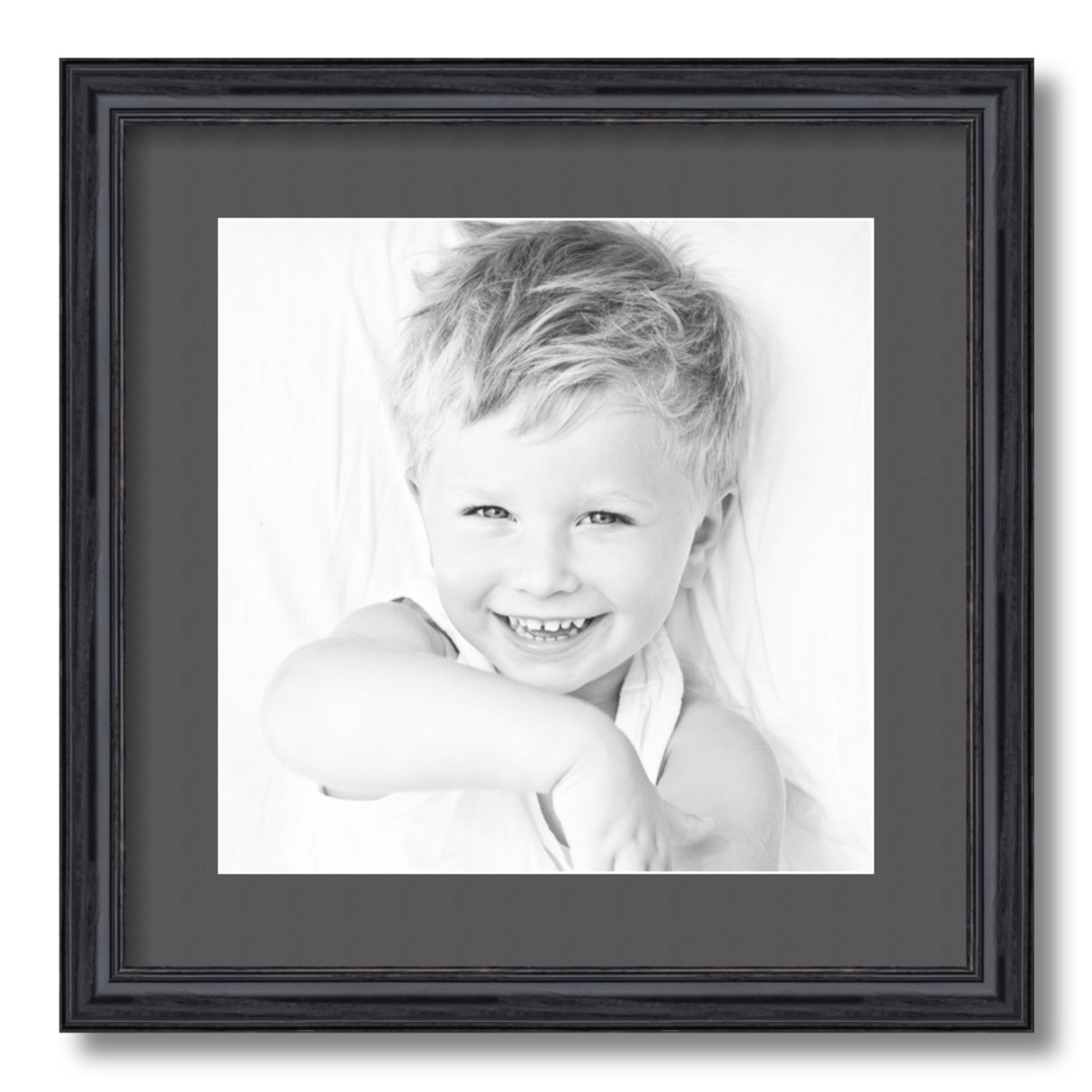 ArtToFrames Matted 16x16 Black Picture Frame with 2" Mat, 12x12 Opening 4083