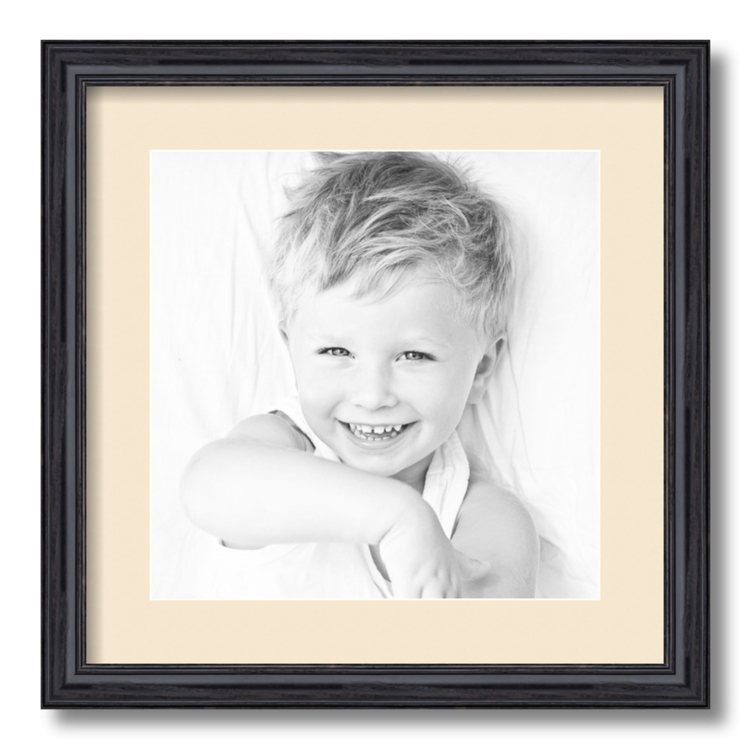 ArtToFrames Matted 16x16 Black Picture Frame with 2" Mat, 12x12 Opening 4083