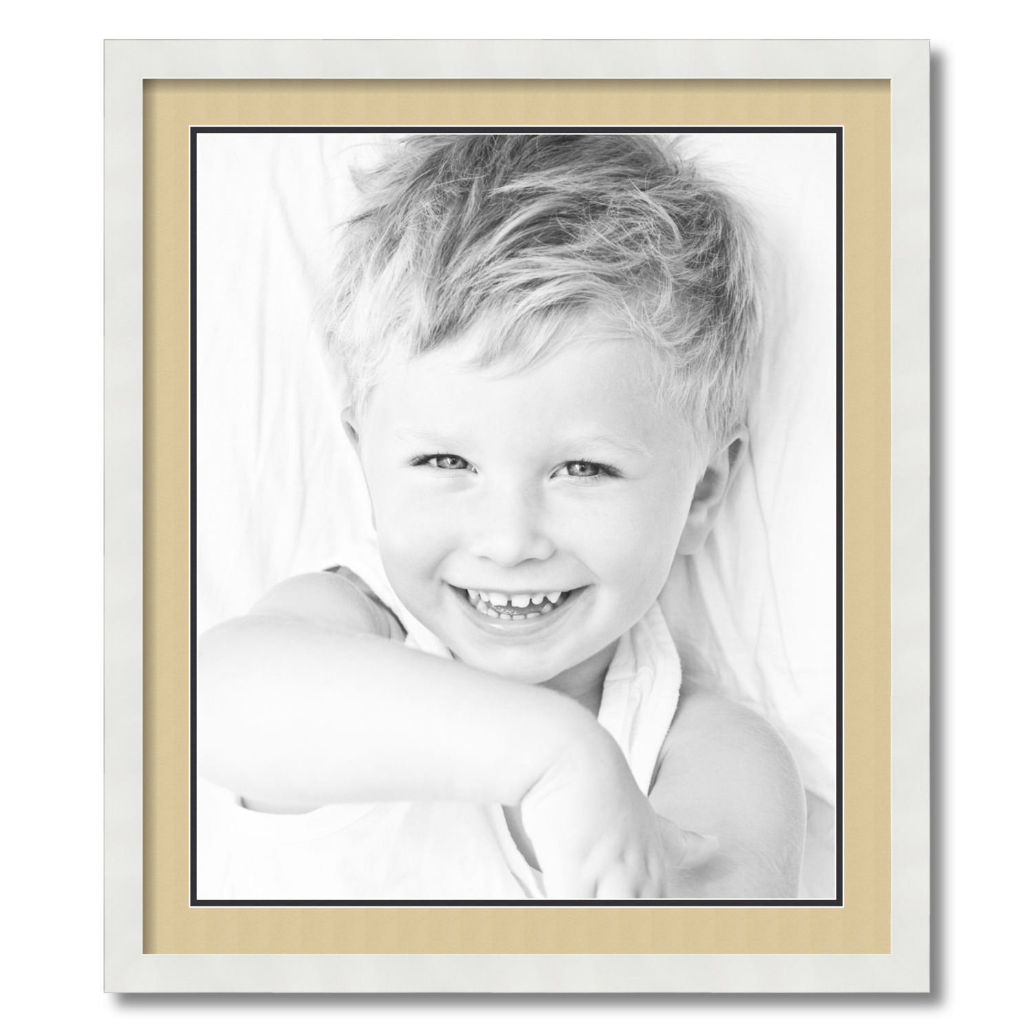 ArtToFrames 24x28 Matted Picture Frame with 20x24 Inch Double Mat Opening Framed in 1.25 Satin White Frame and 2 Green Whisper and Black Mats. by