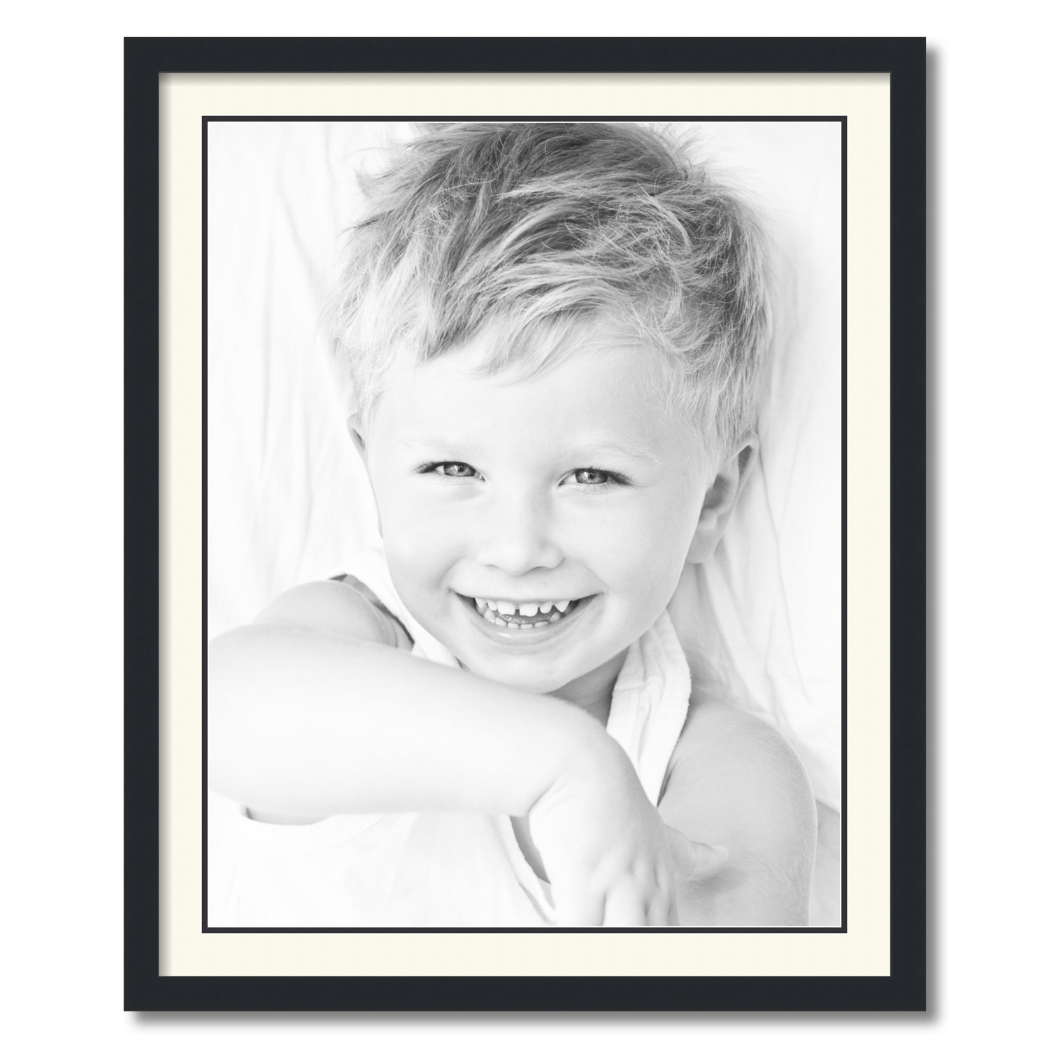 ArtToFrames 26x32 Matted Picture Frame with 22x28 Inch Double Mat Opening Framed in 1.25 Satin Black and 2 Off White and Black Mats