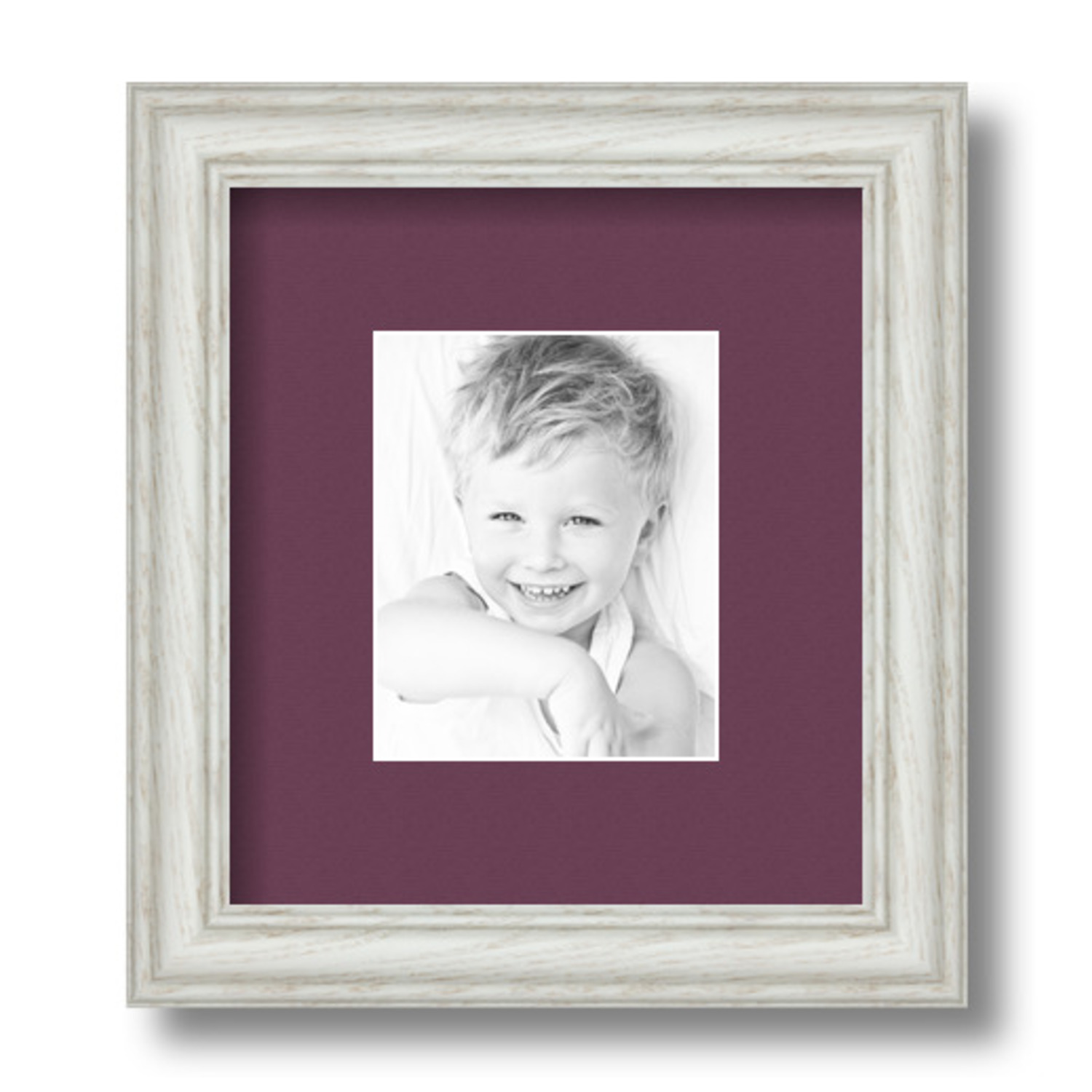 ArtToFrames Matted 7.5x9 White Picture Frame with 2" Mat, 3.5x5 Opening 4098