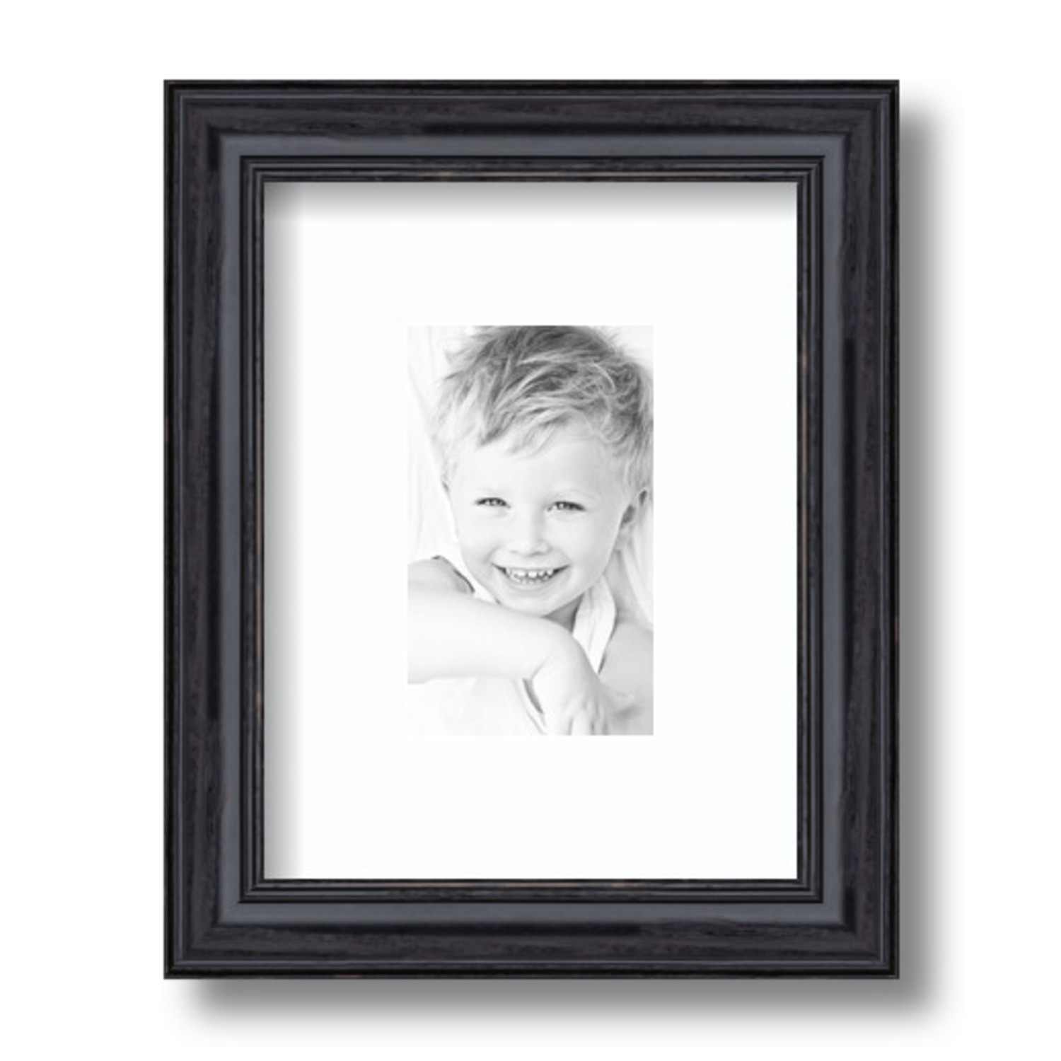 ArtToFrames Matted 7x9 Black Picture Frame with 2" Mat, 3x5 Opening 4083