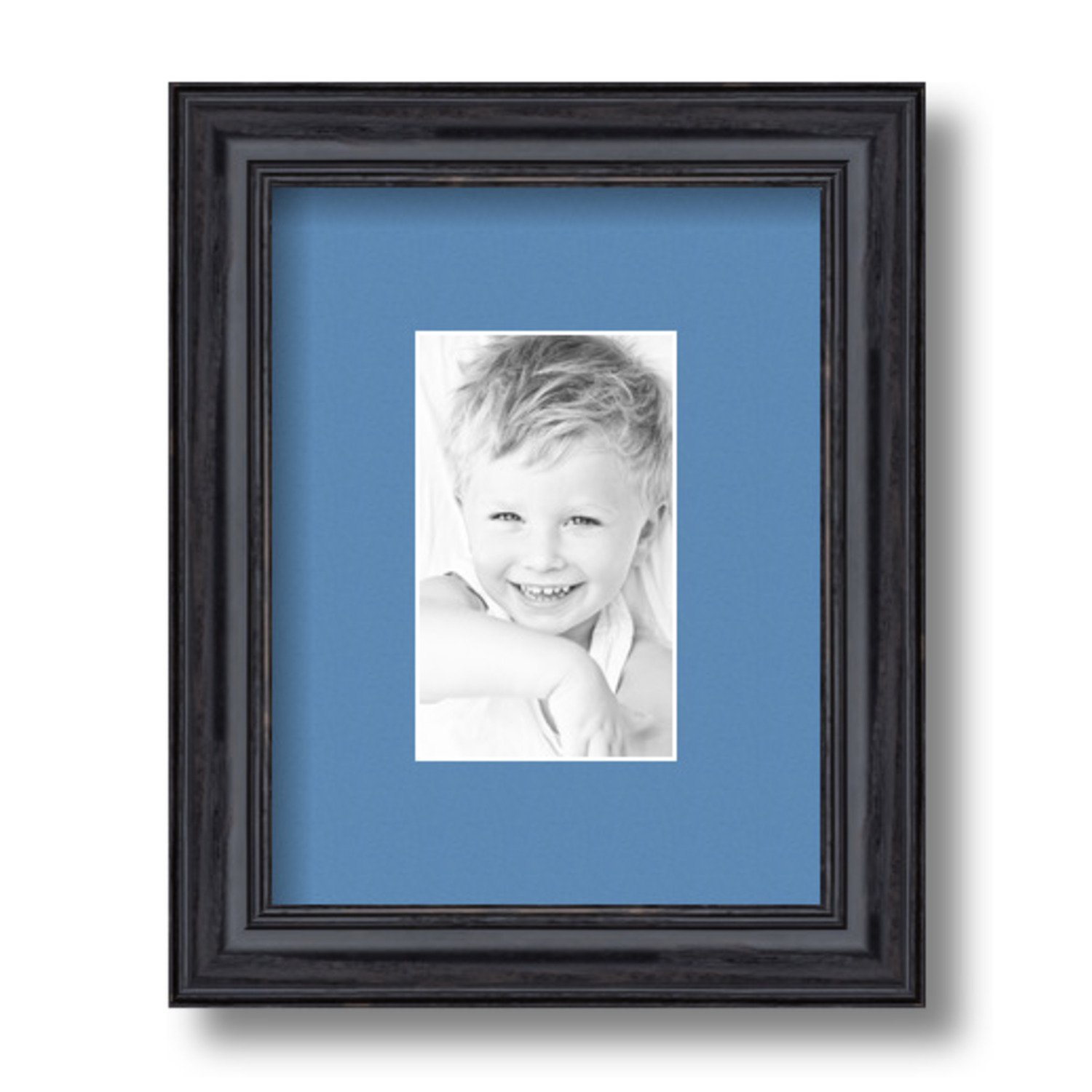 ArtToFrames Matted 7x9 Black Picture Frame with 2" Mat, 3x5 Opening 4083