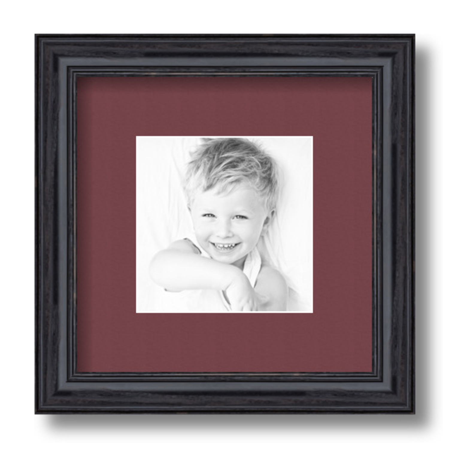 ArtToFrames Matted 9x9 Black Picture Frame with 2" Mat, 5x5 Opening 4083