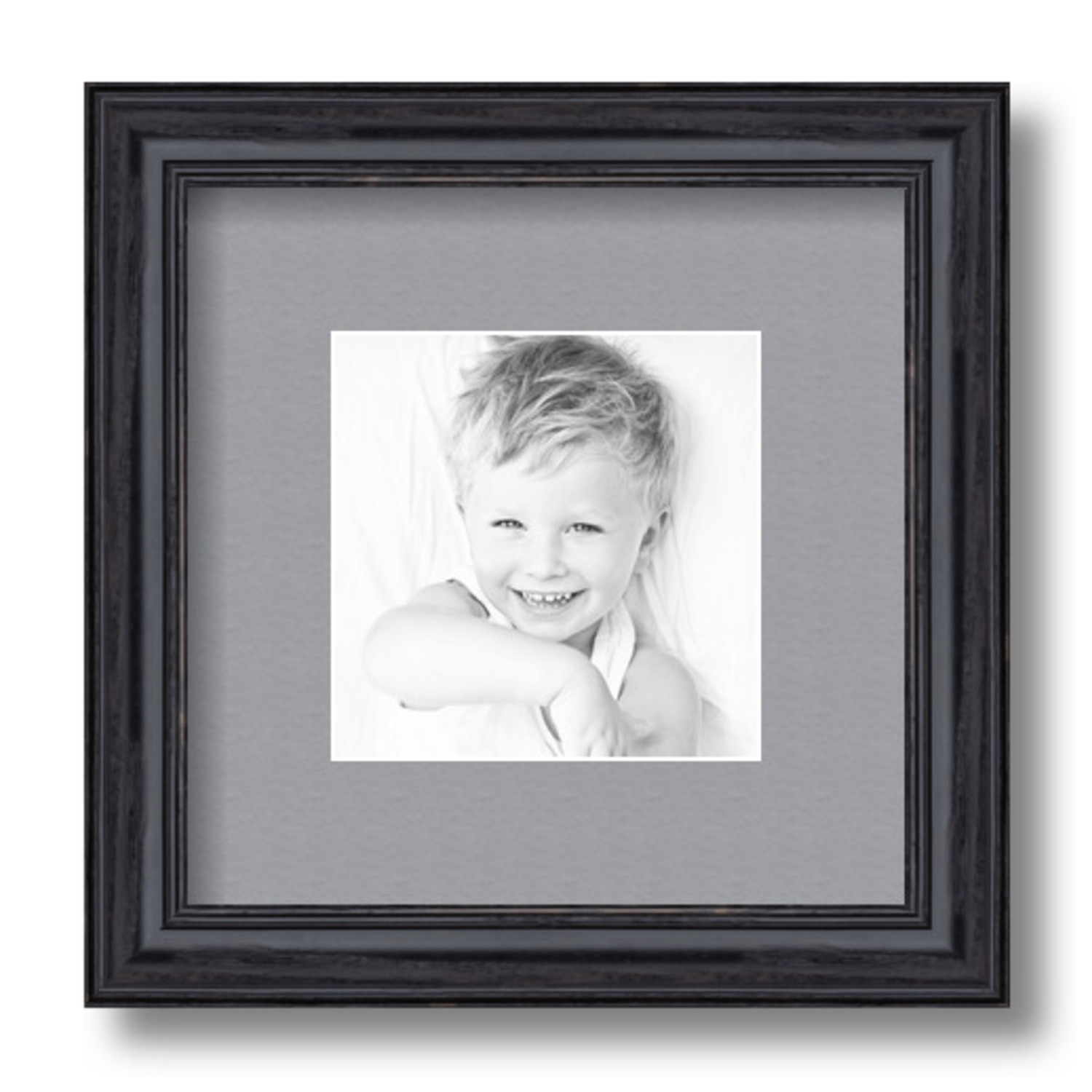 ArtToFrames Matted 9x9 Black Picture Frame with 2" Mat, 5x5 Opening 4083