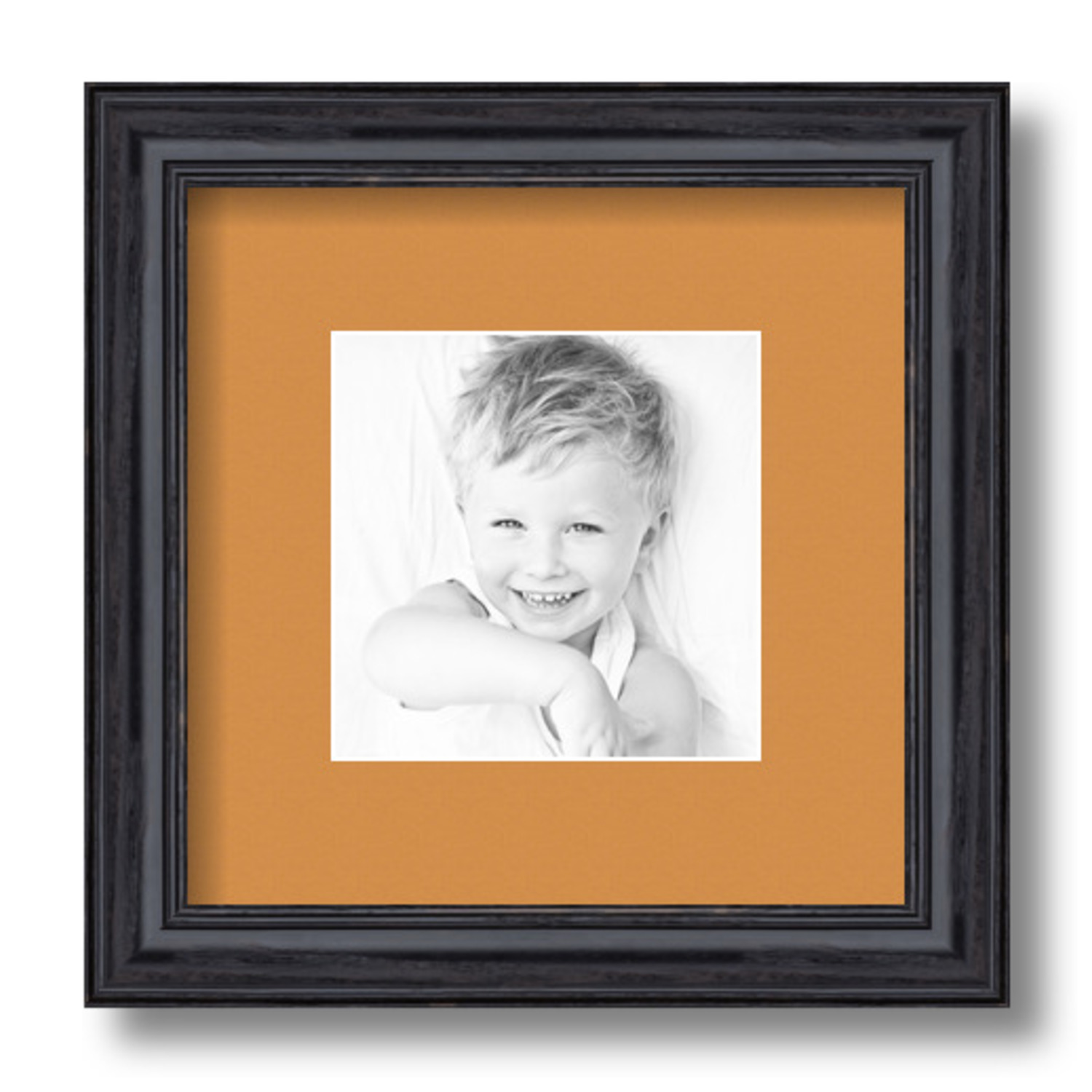 ArtToFrames Matted 9x9 Black Picture Frame with 2" Mat, 5x5 Opening 4083