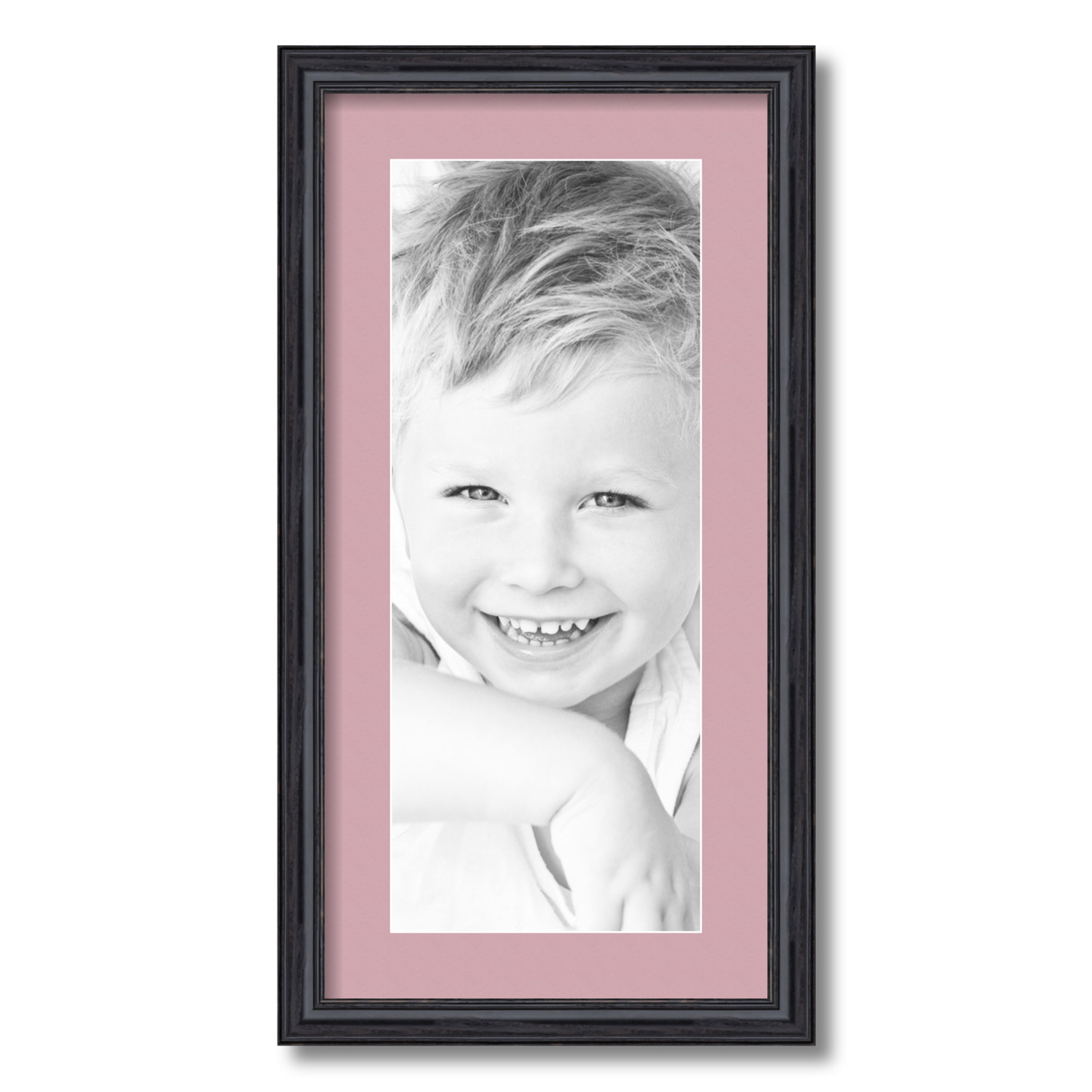 ArtToFrames Matted 12x24 Black Picture Frame with 2" Mat, 8x20 Opening 4083