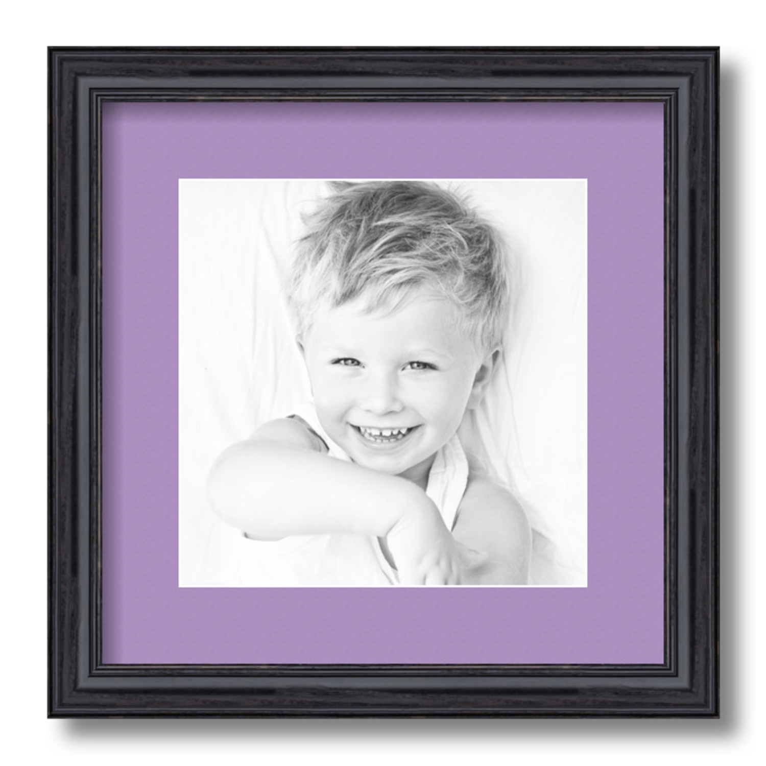 ArtToFrames Matted 13x13 Black Picture Frame with 2" Mat, 9x9 Opening 4083